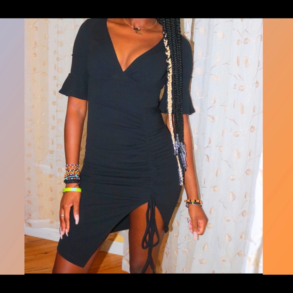 Black slit dress